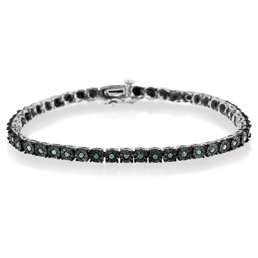 Stunning 1.00ct Blue Diamond Tennis Bracelet (1 of 6)