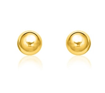 14k Gold Ball Style Stud Earrings 4.0mm: These are darling stud style earrings with shiny globe like motif. Beautifully crafted in 14k gold. Earring information: length: 0. 16 inches, width: 0. 16 inches, backing: push back.