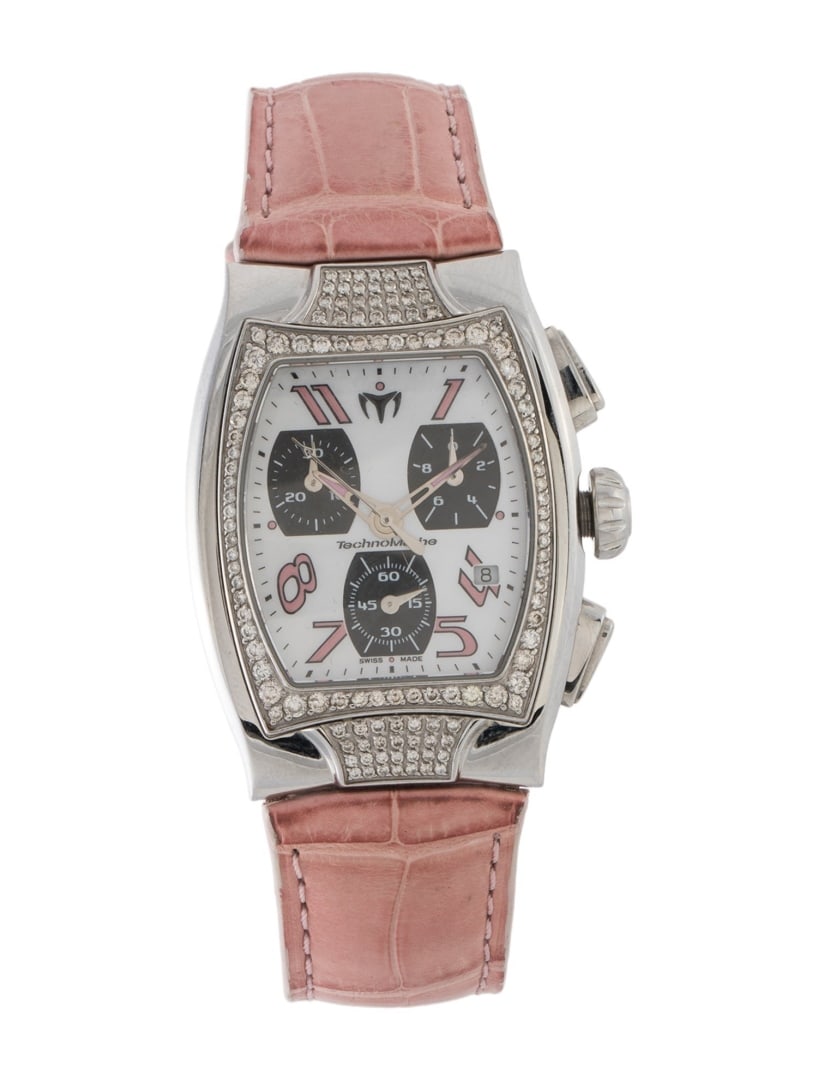 Technomarine Technosquare Women's Watch 44mm: Condition is very good, pre-owned. Details: featuring quartz movement with chronograph & date complications. Tang buckle, fits a wrist size of 7" or smaller, collection: techo square, serial number: t