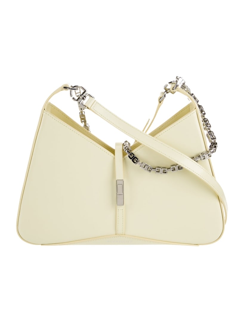 Givenchy Yellow Leather Zip Closure Shoulder Bag: Condition is: very good, pre-owned. Details: yellow leather, silver-tone hardware, chain-link handles & single adjustable shoulder strap, leather lining & single interior pocket, zip closure at top, s