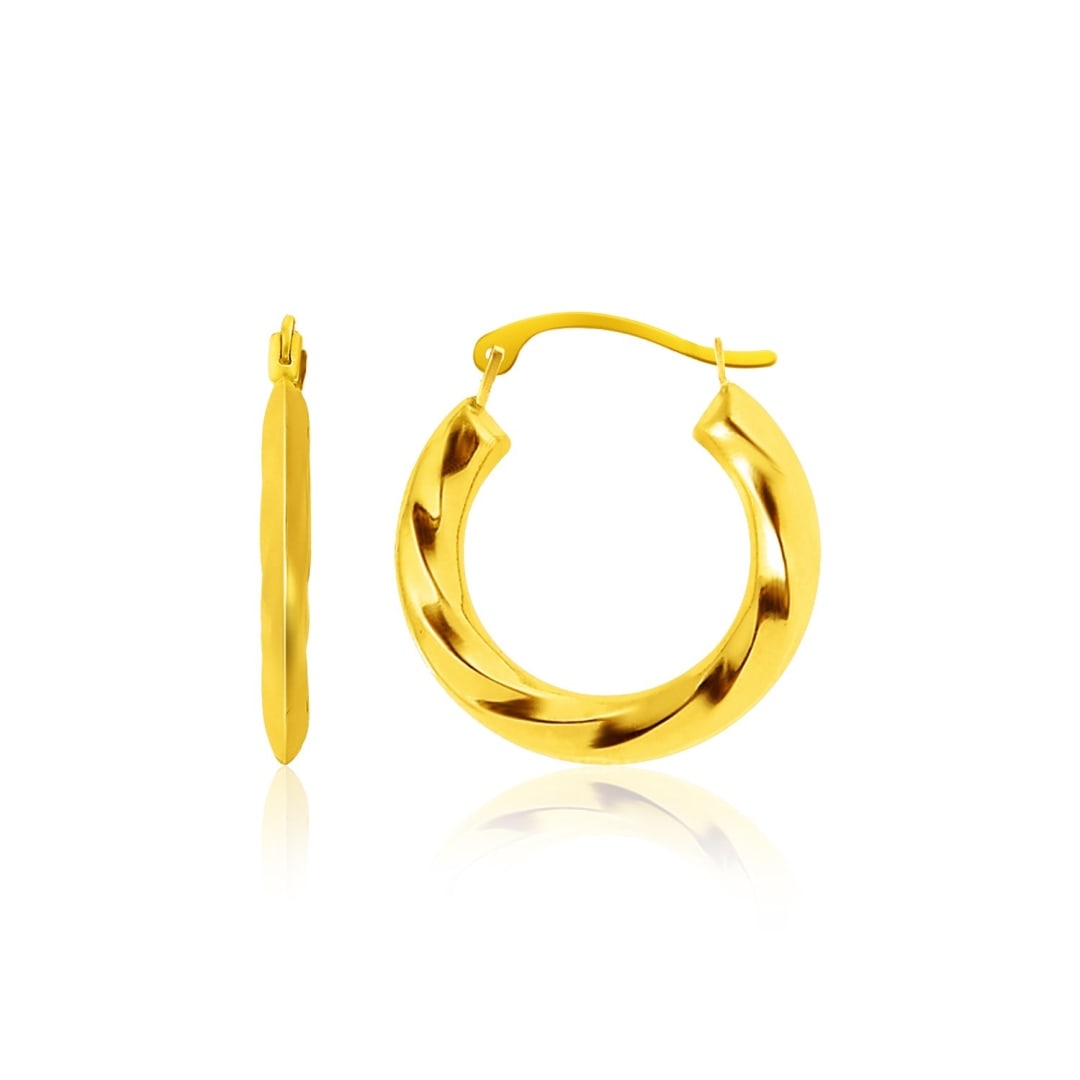 14k Gold Wavy Texture Hoop Earrings (1 of 1)