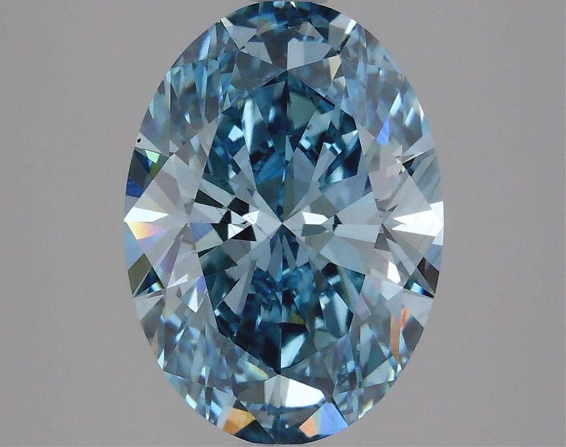 Fancy Blue Oval Cut 3.47ct Vs2 Lab Diamond (1 of 2)