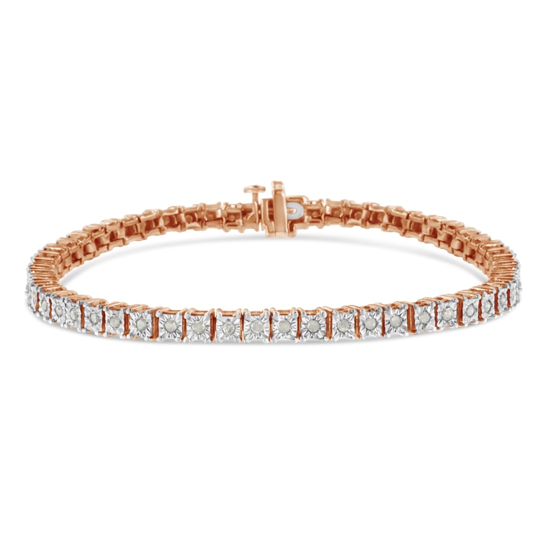 10k Gold-pl. 1.00ct Diamond Square Frame Bracelet (1 of 6)