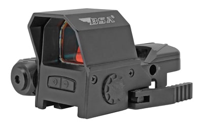 Bsa Reflex Sight W/ Laser 33x24mm: This bsa optics reflex sight with laser enhances target acquisition and situational awareness, featuring a 33x24mm objective lens with an integrated red laser for versatile aiming options. Designed wi