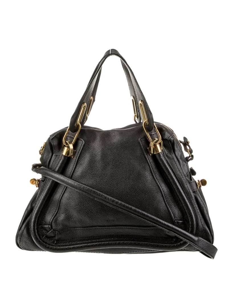 Chloe Black Leather Gold-tone Hdw Zip Top Hdl Bag: Condition is good, pre-owned. Details: from the 2013 collection, black leather, gold-tone hardware, flat handles & single shoulder strap, twill lining & dual interior pockets, zip closure at top, shou