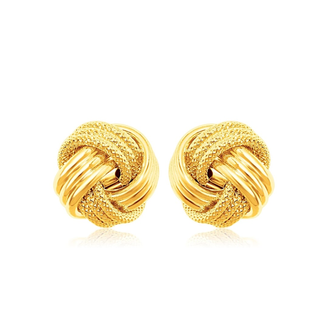 14k Gold Ridge Textured Love Knot Earrings (1 of 3)
