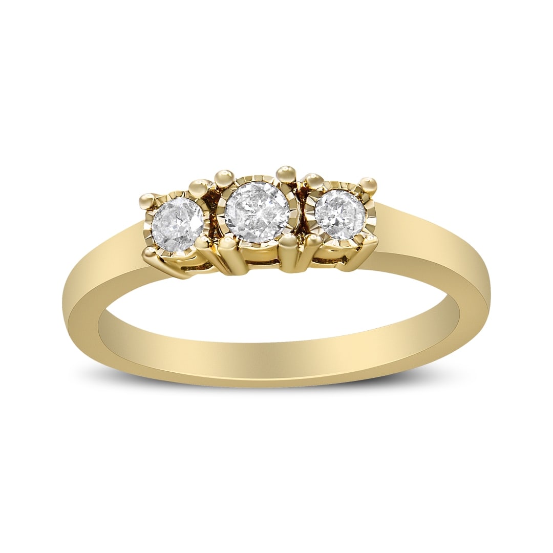 14k Gold-pl .25ct Diamond 3-stone Illusion Ring (1 of 6)