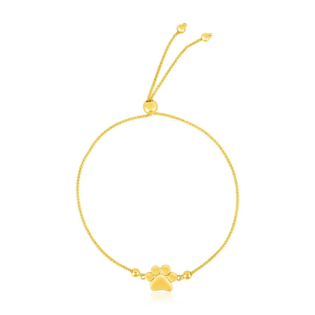 14k Gold Adjustable Paw Print Bracelet (1 of 1)
