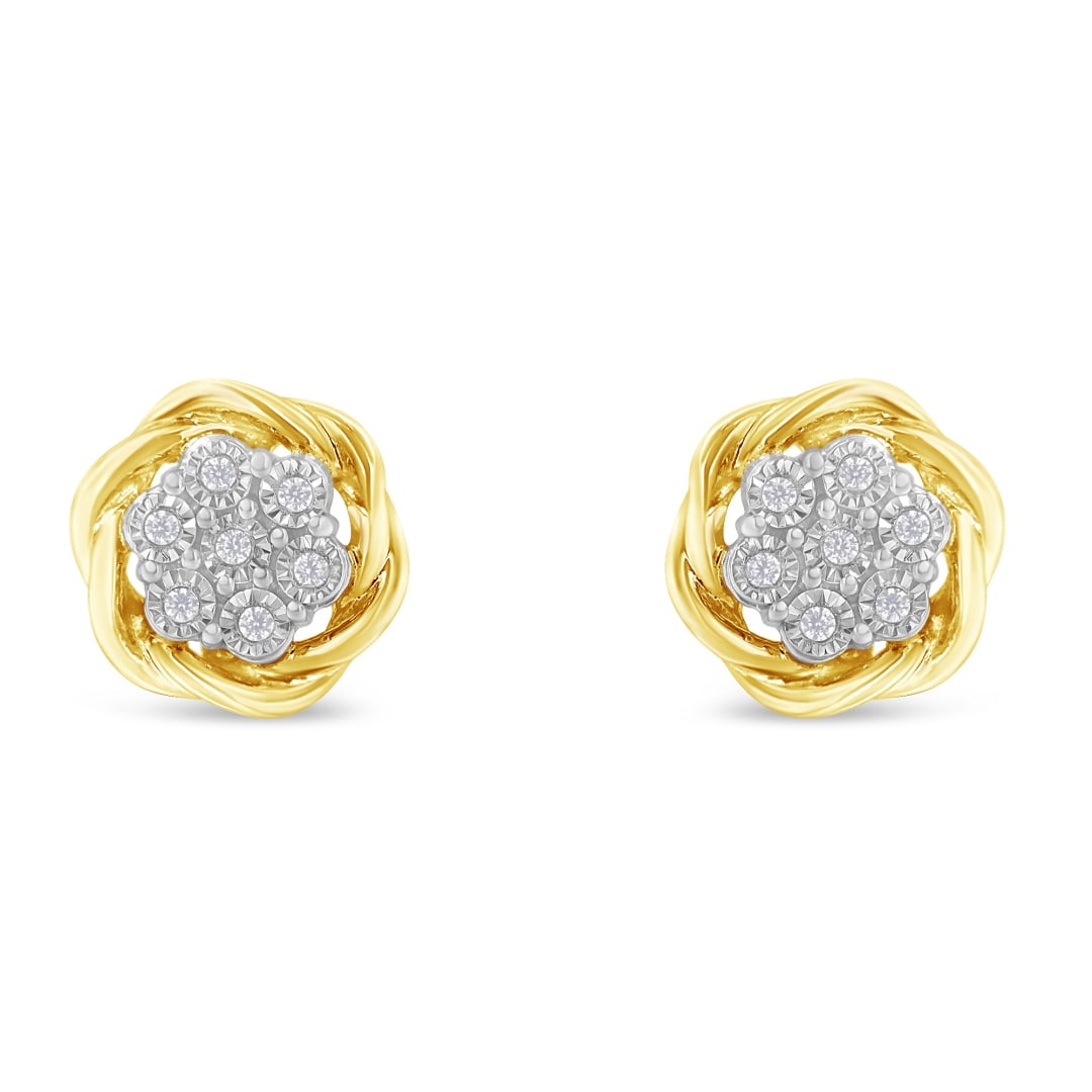 10k Gold-pl .15ct Diamond Stud Earrings (1 of 3)