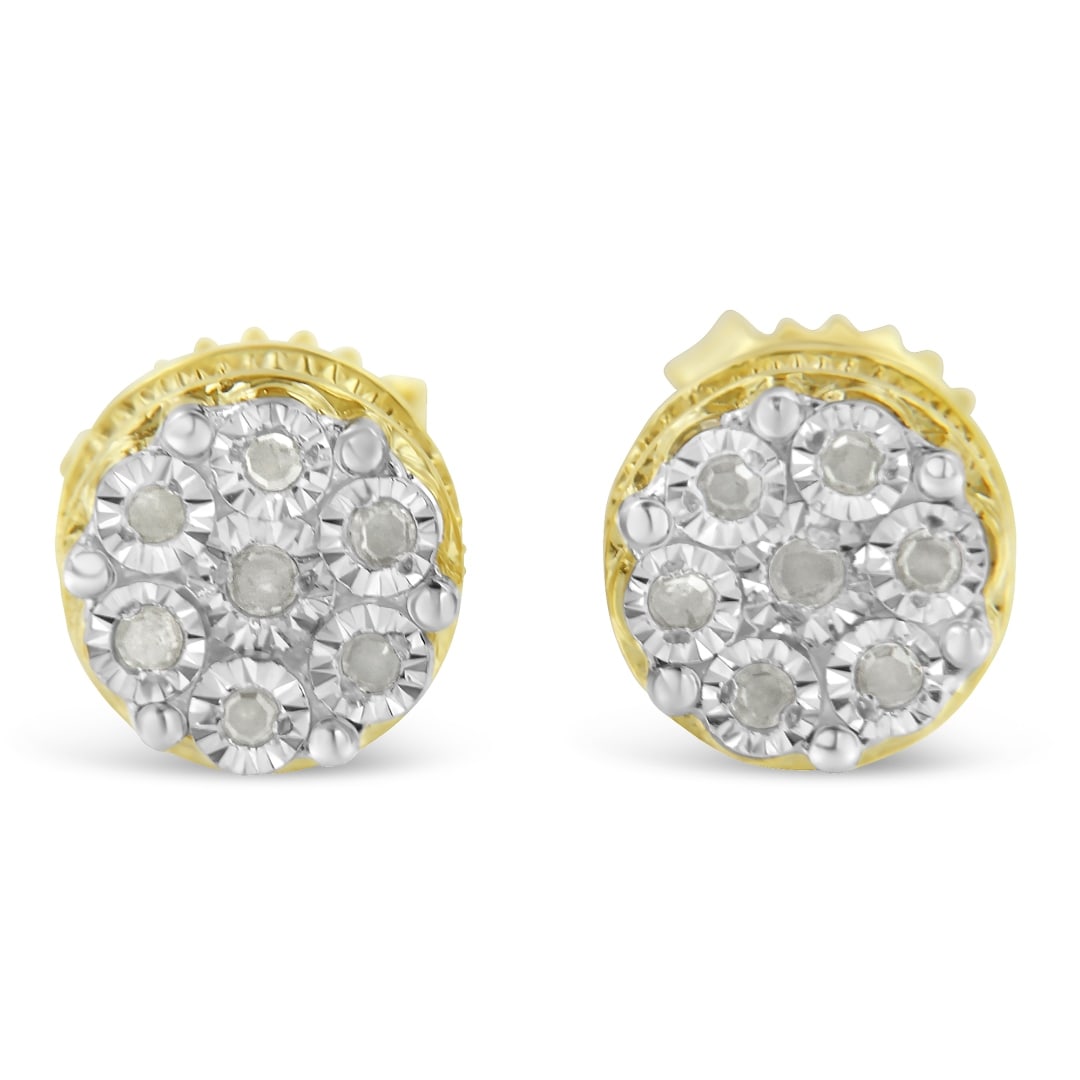 10k Gold-pl. Round .15ct Diamond Cluster Earrings (1 of 4)