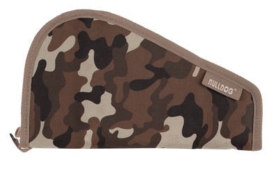 Bulldog Cases Pistol Rug/case 15"x6" Camo: This bulldog cases pistol rug/case is crafted for secure and reliable handgun storage, offering a snug fit with its 15-inch by 6-inch design. Constructed from durable nylon, it ensures excellent resis