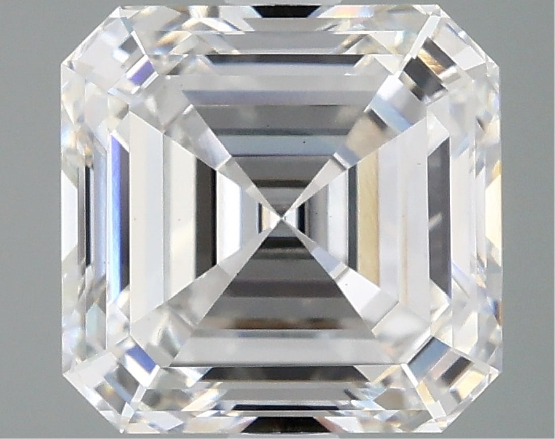 Igi Certified Asscher Cut 2.98ct Vs1 Lab Diamond: This igi-certified lab-grown asscher-cut diamond weighs 2. 98 carats and boasts e grade color and vs1 clarity. It has excellent polish and excellent symmetry with no fluorescence. The diamond's dimens