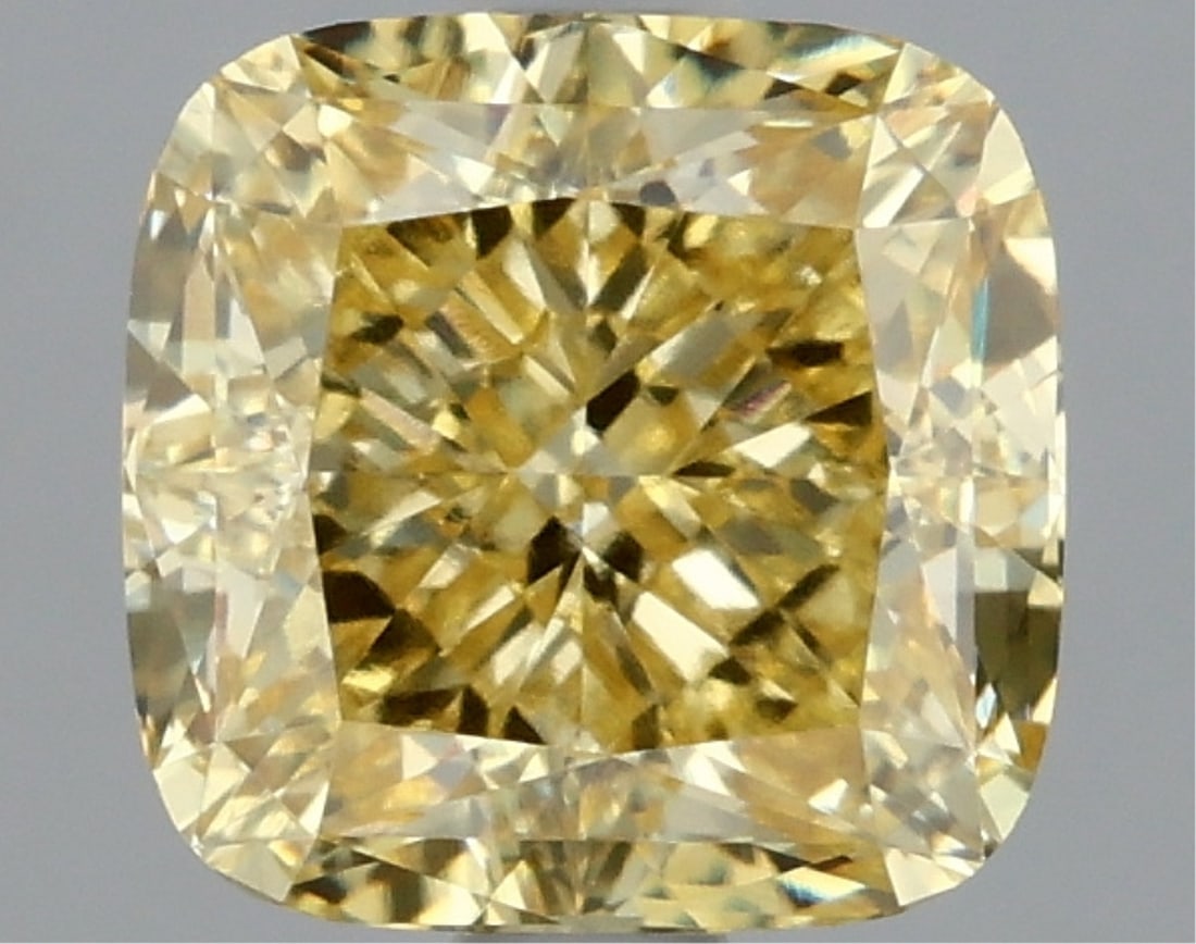 Fancy Yellow Cushion Cut 2.10ct Vvs2 Lab Diamond (1 of 2)