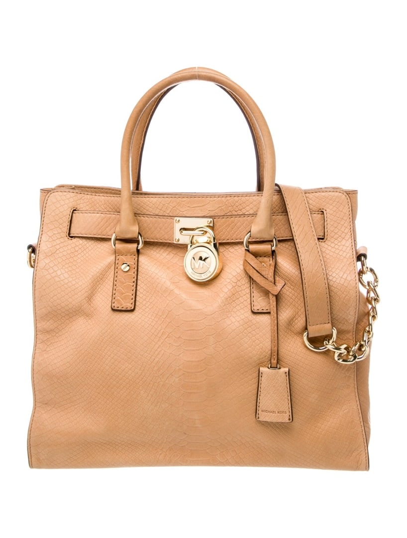 Michael Kors Brown Leather Snap Top Hdl Bag (1 of 5)