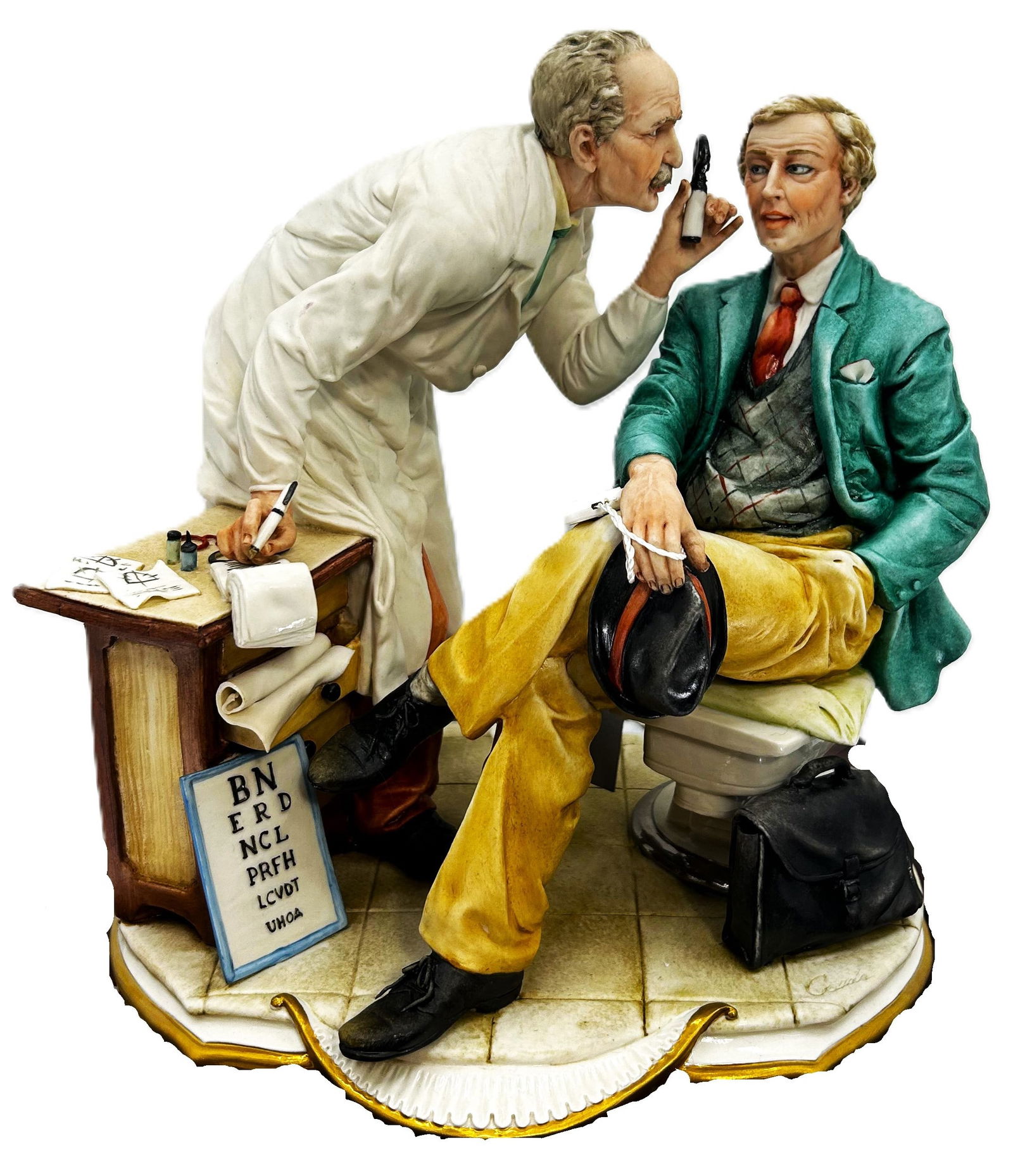 The Clear Vision: The Clear Vision delicately portrays the meticulous and thoughtful process of an eye exam, captured in stunning Capodimonte porcelain.