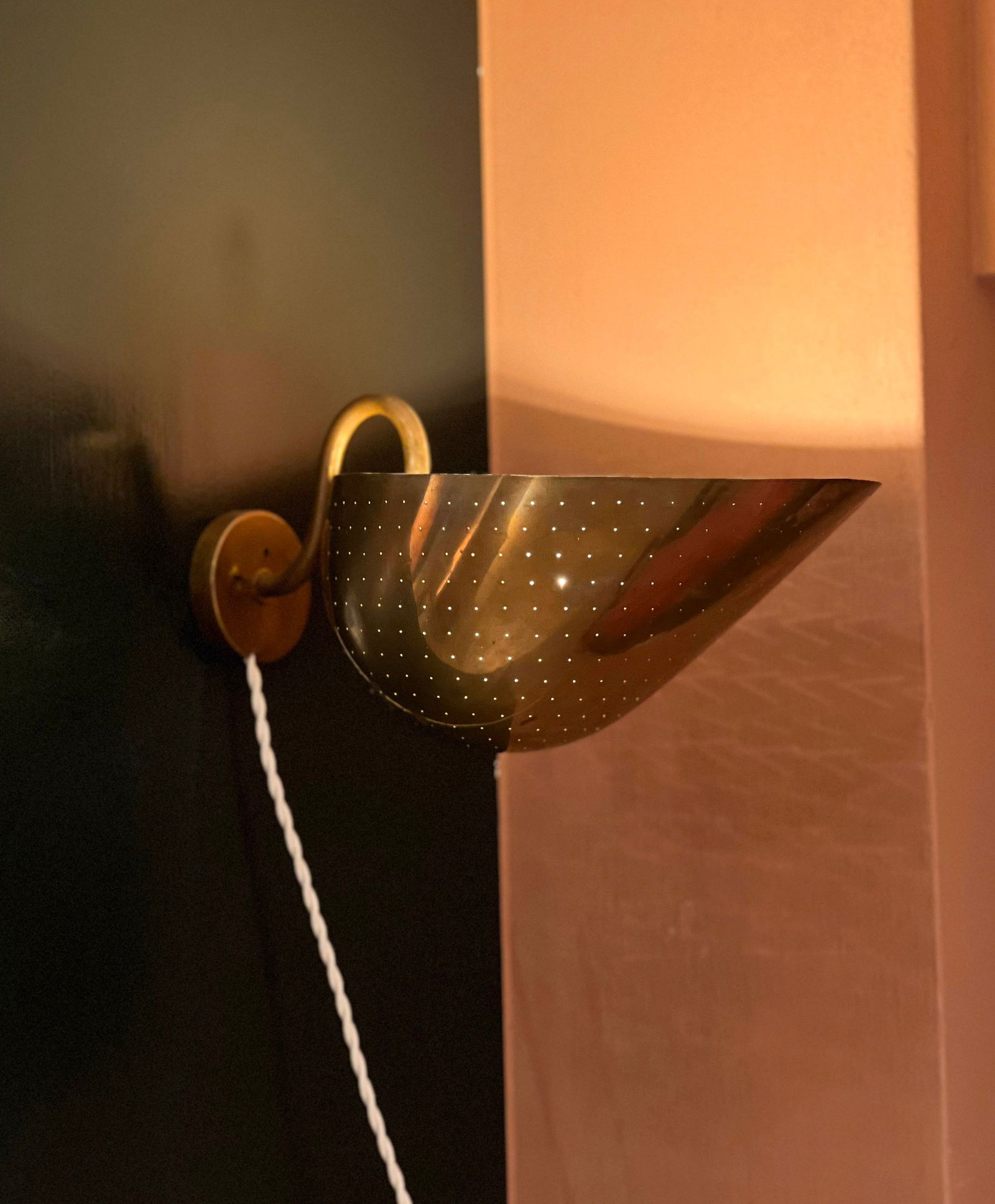 Paavo Tynell Handmade candelbrum: CARL-AXEL ACKING. Wall Light. Bröderna Malmströms, Metallvarufabrik. Sweden, 1940s. Solid perforated brass. 19 x 38 x 25 cm - Carl-Axel Aking (1919–2001) was a Swedish designer known for his innov