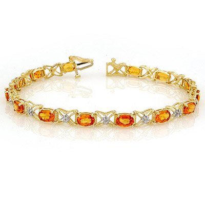 Bracelet 10.15ctw Certified Diamond & Orange Sapphire