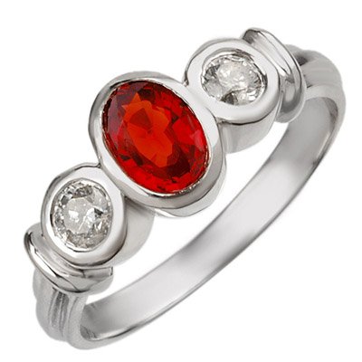 Genuine 1.05ctw Diamond & Red Sapphire Ring White Gold