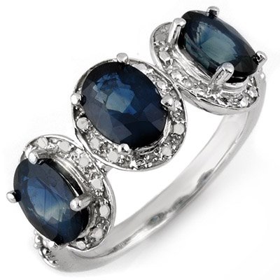 Ring 3.08ctw ACA Certified Diamond & Blue Sapphire