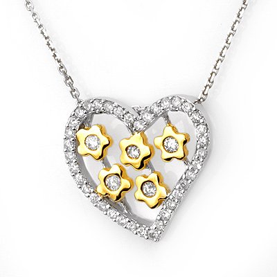 ACA Certified 0.45ctw Diamond Heart Shape Necklace Gold