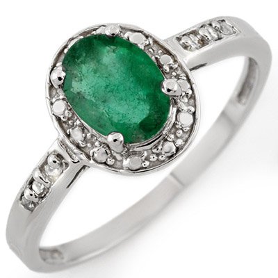 Fine 0.85ctw ACA Certified Diamond & Emerald Ring