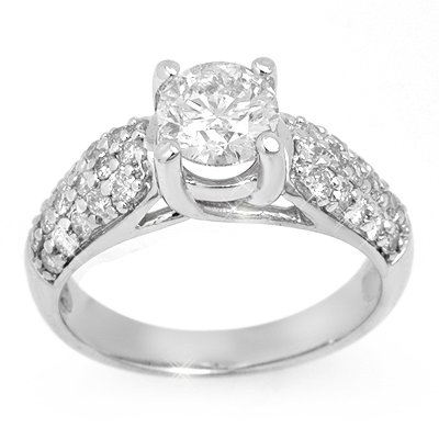 Solitaire 1.60ctw ACA Certified Diamond Ring 14K Gold: Lot no.: 1885 DIAMOND 1.60 ctw ENGAGEMENT, ANNIVERSARY LADIES RING IN 14KT WHITE GOLDCENTER DIAMOND: 1 BRILLIANT CUT 0.95 ctwDIAMOND ACCENT: 32 BRILLIANT CUT 0.65 ctwCLARITY: SI3-I2COLOR: H-KGOLD WEIG