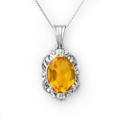 5.8ctw Diamond & Citrine Necklace Gold