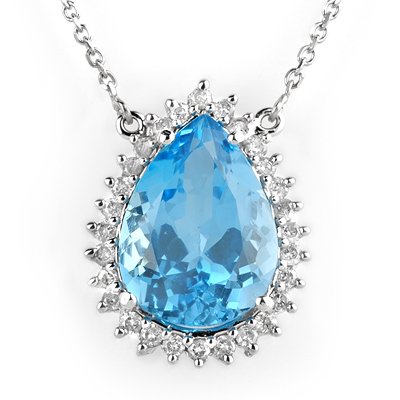 Necklace 14.80ctw ACA Certified Diamond & Blue Topaz