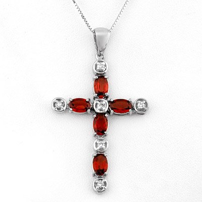 ACA Certified 3.15ctw Diamond & Garnet Necklace Gold