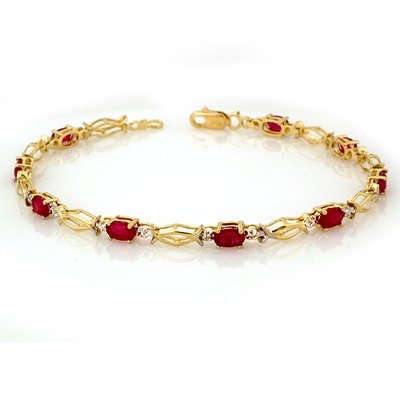 Fine 4.0ctw ACA Certified Ruby Bracelet 14K Yellow Gold