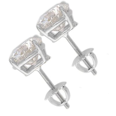Solitaire 2.0ctw Diamond Stud Earrings White Gold