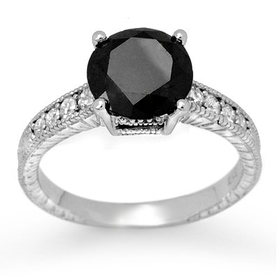ACA Certified 3.0ctw White & Black Diamond 14K Gold