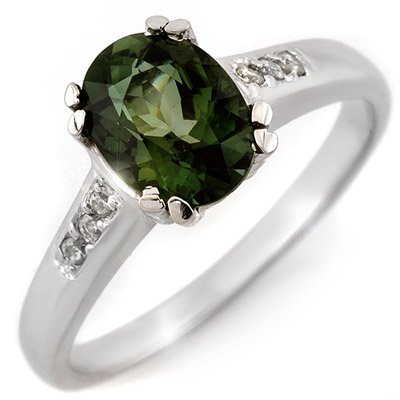Ring 1.60ctw ACA Certified Diamond & Green Tourmaline