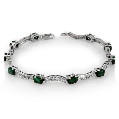 ACA Certified 4.25ctw Diamond & Emerald Bracelet Gold