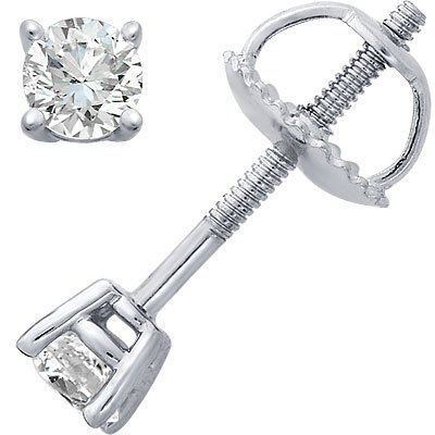 Solitaire 2.50ctw Diamond Stud Earrings Gold