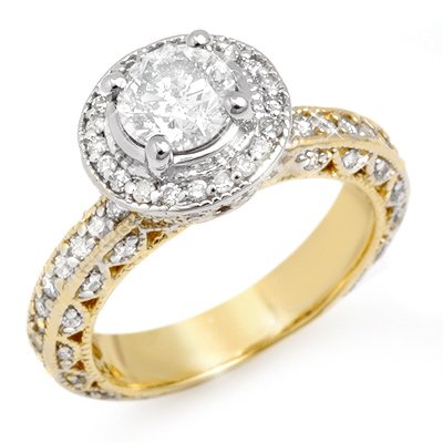 Solitaire 2.0ctw ACA Certified Diamond Ring 14K Gold: Lot no.: 1770 DIAMOND 2.00 ctw ENGAGEMENT SOLITAIRE RING TWO-TONE GOLDCENTER DIAMOND: 1 BRILLIANT CUT 1.0 ctwDIAMOND ACCENT: 95 ROUND CUT 1.0 ctwCLARITY: SI3-I2COLOR: H-KGOLD WEIGHT: APPROXIMATELY 7.7