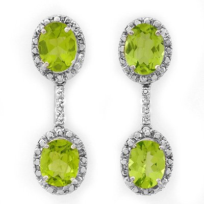ACA Certified 8.10ctw Diamond & Peridot Earrings Gold