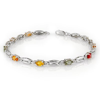 ACA Certified 3.0ctw Multi-Color Sapphire Bracelet Gold