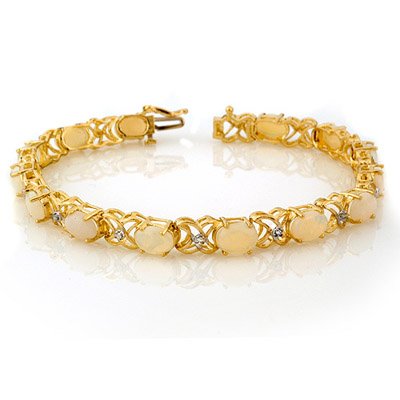 Fine 7.05ctw ACA Certified Diamond & Opal Bracelet Gold