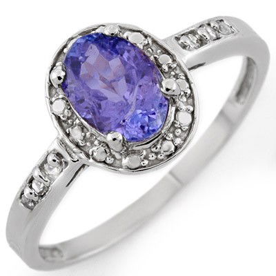 Genuine 1.10ctw Tanzanite & Diamond Ring 10K White Gold: Diamond: 6 Round cut @ 0.10 ctw Clarity: SI-I Color: H-KGemstone: Natural TanzaniteGemstone color: PurpleGemstone quality: Good-to-Very GoodGemstone Cut & Weight: 1 Oval cut @ 1.0 ctwMetal Purity & Co