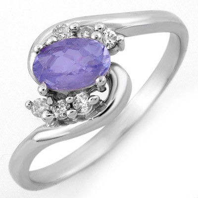 Genuine 0.60ct Tanzanite & Diamond Ring 10K White Gold: Diamond: 6 Round cut @ 0.10 ctw Clarity: SI-I Color: H-KGemstone: Natural TanzaniteGemstone color: PurpleGemstone quality: Good-to-Very GoodGemstone Cut & Weight: 1 Oval cut @ 0.50 ctwMetal Purity & C