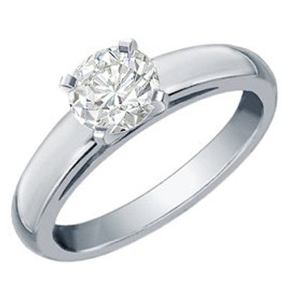 Natural 1.0 ctw Solitaire Diamond Ring 14K White Gold: Diamond: 1 Round cut @ 1.0 ctw Clarity: I1 Color: JMetal Purity & Color : 14K Gold-WhiteGold weight: 3.0 gramsRing size (US): 6Dimension: Approx. 1/4" x 1/4"This ring can be re-size for an additional 