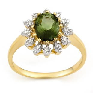 Genuine 1.62ctw Green Tourmaline & Diamond Ring Gold: Diamond: 12 Round cut @ 0.12 ctw Clarity: SI-I Color: H-KGemstone: Natural TourmalineGemstone color: GreenGemstone quality: Good-to-Very GoodGemstone Cut & Weight: 1 Oval cut @ 1.50 ctwMetal Purity &