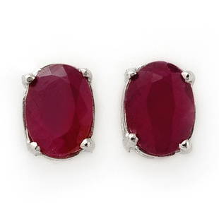 Genuine 1.50 ctw Ruby Stud Earrings 14K White Gold: Gemstone: Natural RubyGemstone color: RedGemstone quality: Good-to-Very GoodGemstone Cut & Weight: 2 Oval cut @ 1.50 ctwMetal Purity & Color : 14K Gold-WhiteGold weight: 1.50 gramsDimension: Approx.