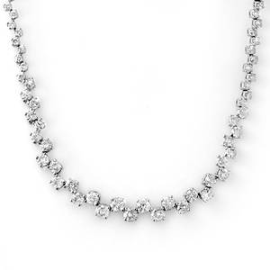 Natural 10.0 ctw Diamond Necklace 14K White Gold