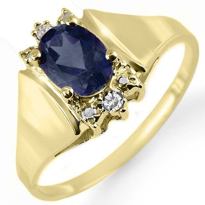 Genuine 1.28 ctw Sapphire & Diamond Ring Yellow Gold: Genuine 1.28 ctw Sapphire & Diamond Ring Yellow Gold * MSRP $540 ---- Diamond: 2 Round cut @ 0.03 ctw---- Clarity: SI-I---- Color: H-K----Gemstone: Natural Sapphire----Gemstone color: Blue----Gemstone