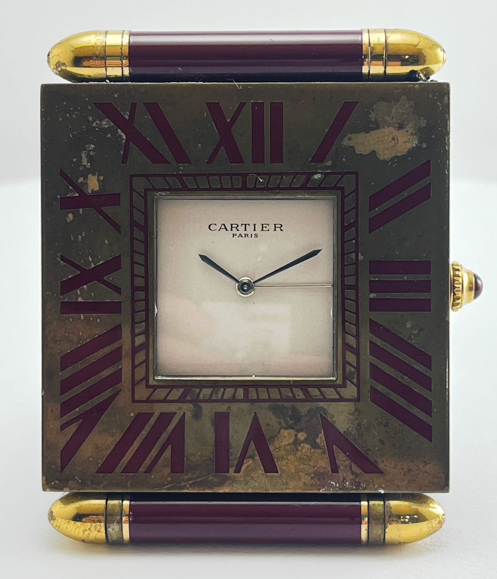 Cartier Travel Desk Clock Foldable Quartz Roman Numerals With Alarm Vintage (1 of 4)