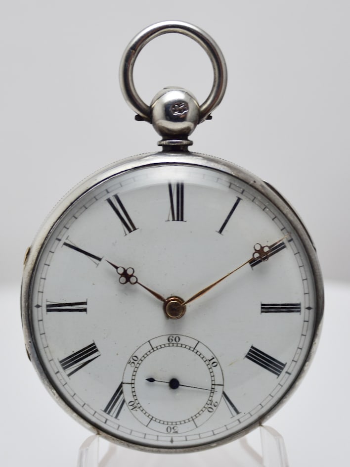Fusee Gents Sterling Silver Pocket Watch John Williams Key Wind 1853: Fusee Gents Sterling Silver Pocket Watch John Williams Key Wind 1853