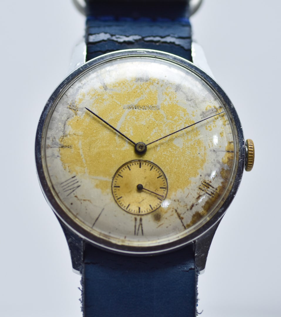 Longines Big Size Sub Seconds Men's Wrist Watch c1940's: Longines Big Size Sub Seconds Men's Wrist Watch c1940's DETAILS