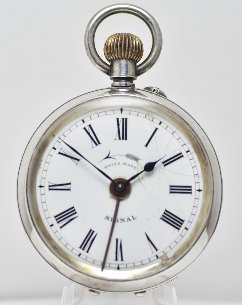 Rare Signal Alarm Sterling Silver Pocket Watch c.1920 (1 of 4)